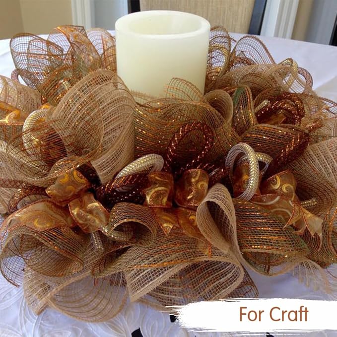 TONIFUL 2 Rolls 10 Inch Burlap Natural Decorative Mesh Ribbon Rolls, Perfect for Wreaths, Swags, Christmas Trees, Home Decoration, and Creative Crafts