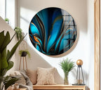 My Photostation.com Round 31,5'' Orange & Blue Abstract Glass Wall ArtTempered Glass Printing Wall Decor Large Wall Art Wall Hangings