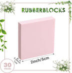30 Pcs 2" X 2" Rubber Carving Blocks Linoleum Blocks for Printmaking, Stamp Making, DIY Crafting, Scrapbook, Painting, Soft and Easy to Carve (Pink)