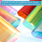 MECCANIXITY Holographic Clear PVC Vinyl Film Holographic PVC Fabric Waterproof Dichroic Film 12 x 48 Inch for Handbags Bows Earrings DIY Craft,Laser Dark Orange