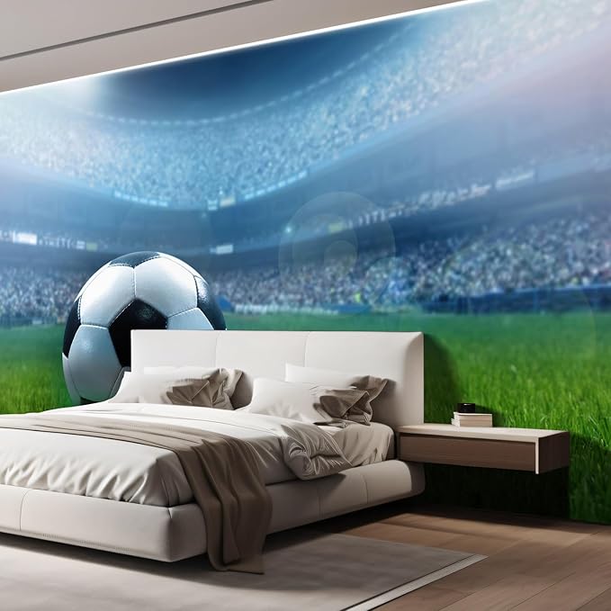 wall26 Close Up of a Football Ball on a Full Stadium Removable Wall Mural | Self-Adhesive Large Wallpaper - 96x120 inches