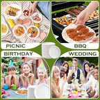 Heavy Duty Paper Plates 10 inch (Round-150 Count) Large White Disposable Dinner Plates Bulk for Everyday Meals, Picnic, BBQ and Gathering, Leak Proof/Microwave-Safe/Sturdy/Cut Resistant