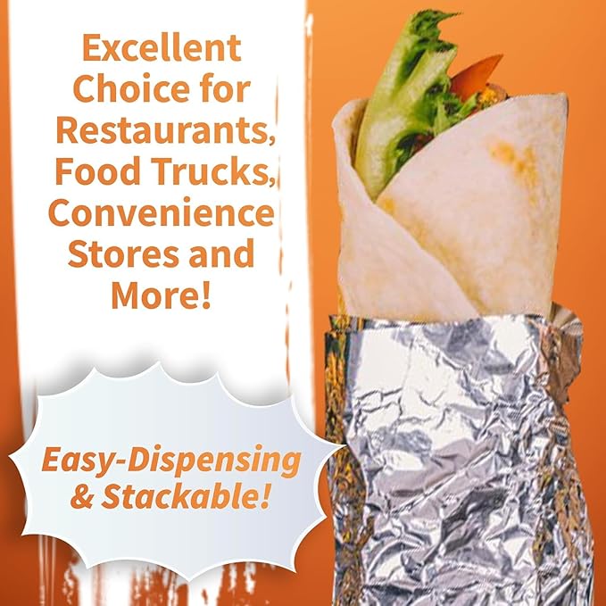 Insulation Sandwich Wrapping Paper Aluminum Foil Sheets - [100 Pack] - (14" x 10.3") - Aluminum Foil Sandwich Wrap Sheets For Sandwich Wraps, Burritos and BBQ