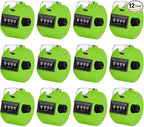 12 Pcs Hand Tally Counter 4-Digit Lap Counter Clicker, Manual Mechanical Handheld Pitch Click Counter with Finger Ring for School Golf & Knitting Row Croche
