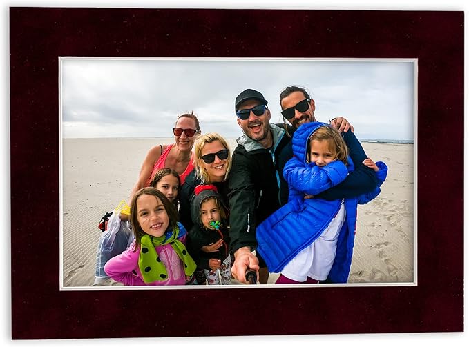 8.5x11 Mat Bevel Cut for 7x9 Photos - Acid Free Dark Red Suede Precut Matboard - For Pictures, Photos, Framing - 4-ply Thickness