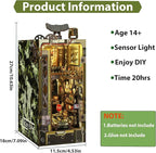 ISSEVE Book Nook Kit, 3D Wooden Puzzle DIY Miniature House Kit for Booknook Shelf Insert Decoration, Magic Book House Stand Bookshelf Dollhouse for Adults with Sensor Ligh (Military Base)