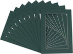 Pack of TEN 8x10 Mats Bevel Cut for 6x8 Photos - Acid Free Forest Green Precut Matboards For Pictures, Photos, Framing - 4-ply Thickness
