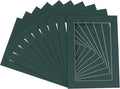 Pack of 25 Acid Free 8x10 Mats Bevel Cut for 5.5x8.5 Photos - Forest Green Precut Matboards For Pictures, Photos, Framing - 4-ply Thickness
