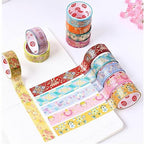 12 Rolls Vintage Washi Tape Set, Gold Foil Decorative Masking Tape for Scrapbooking, Bullet Journal, Planner, DIY Crafts, Gift Wrapping