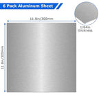 6 Pack 5052 Aluminum Sheet Metal 12 x 12 x 1/64 (0.02”) Inch Thin Flat Plain Aluminum Plate Panel Covered with Protective Film, Heat Treatable Aluminum Sheet for Crafting Industry Welding
