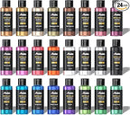 ABEIER Metallic Acrylic Paint, Set of 24 Metallic Colors in 2oz/60ml Bottle, Rich Pigments, Non Fading, Non Toxic Paints for Artist, Beginners & Kids Painting on Rocks Crafts Canvas Wood, Fabric&Stone