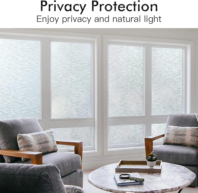 Haton Window Privacy Film, Frosted Glass Static Cling Sun Heat Blocking Window Clings, Frosting Opaque Coverings, Vinyl Removable Stickers Tint for Home Door Office, Non Adhesive 29.5" x 78.7"