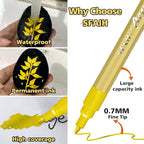 SFAIH Acrylic Gold Paint Pens - 8 Pack 2-3MM Medium Tip & 0.7MM Extra Fine Gold Markers Permanent for Rock, Wood, Metal, Fabric, Plastic, Glass, Ceramic, Diy Crafts, Large Ink Capacity, High Coverage