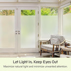 Frosted Glass Window Privacy Film - UV Sun Blocking Heat Control, Static Cling Removable & Reusable for Home, Bathroom, and Office (Frosted 45.2 Inch x 6.5 Feet)