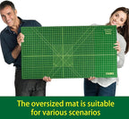 Large 23" x 47" Self Healing Sewing Mat, WerkWise Rotary Cutting Board, Double Sided 5-Ply 23x47 Inch Mat for Quilting, Sewing, Fabric, & Crafts, Designed for Use with Rotary Cutters (Green & Black)