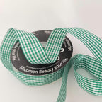 Green and White Woven Edge Plaid Ribbon 100% Polyester Gingham Ribbon 25 Yards Each Roll (1",Green)