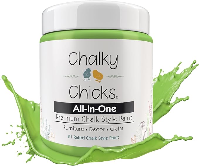 Chalky Chicks All-in-One Chalk Paint for Furniture or Cabinet - 4 Fl Oz - Matte Finish Pistachio (Lime Green) for Metal, Wood Furniture Paint - No Sanding All-in-One for Home Decor & Crafts, USA Made
