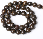 32pcs 12mm Natural Stone Beads Brown Bronzite Gemstone Round Loose Beads for Jewelry Making DIY Bracelet Necklace