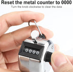 2 Pack Hand Tally Clicker Counter – 4 Digit Metal Mechanical Hand Counter with Lanyard for People Counting, Lap Tracking, Knitting, Pitch, Golf, Coaching, Umpire, Events