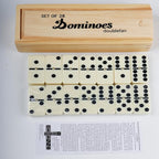 Dominos Set for Adults, Double 6 Domino Game, Double Six Standard Domino with Natural Wooden Box, 28 Tiles,Tradditional Board Game for Adults and Elderly.