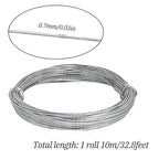 32.8 Feet/10m Stainless Steel Picture Hanging Wire, Heavy Duty Metal Wire for Photo Artwork and Picture Hanging (0.7mm/0.03in)