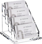 Acrylic Card Holder Clear Horizontal Business Card Organizer Stand for Desk 4 Slots 4 Tier Business Cards Stand for Women and Men,Office Desk Accessories,Organize 200 Cards-1 Pack(4Slots-H)