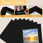 Phinus 8 Pack Picture Mats for Frames, Acid Free 11x14 Matted to 8x10, Picture Frame Mats for Pictures, Watercolor, Artwork and Prints (Black)