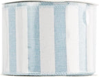 MEEDEE Blue White Stripe Ribbon 2.5 Inch Light Blue Wired Ribbon for Baby Boy Wreath, Baby Shower Elephant Wreath Diaper Cake Supplies, 10 Yards