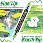 Betem Acrylic Paint Markers Paint Pens, 24 Colors Dual Tip Direct Liquid Acrylic Markers with Automatic Ink Control System, Fine & Brush Tip Art Supplies for Rocks, Wood, Stone, Fabrics, DIY Craft
