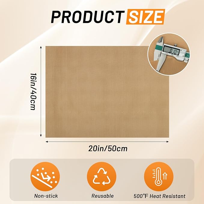 Svaldo Teflon Sheets for Heat Press, 3 Pack, 16x20 Heat Press Paper for T Shirts, Hat, Reusable Non Stick PTFE Teflon Sheet, Iron Transfer Paper for Sublimation Machine, Craft & Baking