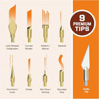 Craft Culture Wood Burning Tool Pen - Craft Burning Tools for Adults & Teens - Wood Burner Kit, Engraver, Carver, Pyrography, Woodburning - Includes 9 Premium Tips - Adjustable Temperature Control