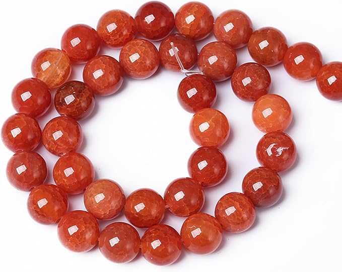 12mm 32pcs Natural Red Dragon Vein Agate Stone Beads for Jewelry Making Energy Healing Round Beads DIY Bracelet Necklace Accessories 15" (12mm, Red Dragon Vein Agate)