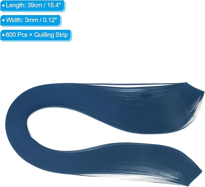 PATIKIL 600pcs Quilling Strips Paper 1/8"(3mm) 39cm Origami Paper Quilling Strip for Art DIY Hand Craft Christmas, Dark Blue