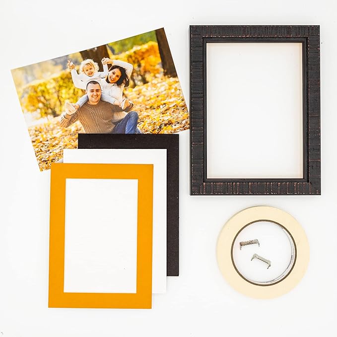 8x10 Mat Bevel Cut for 5x8 Photos - Acid Free Golden Orange Precut Matboard With Backing Board and Crystal Clear, Self Seal Photo Mat Bag - For Pictures, Photos, Framing - 4-ply Thickness
