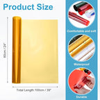 MECCANIXITY Iridescent Window Film,24" x 39" Iridescent Holographic PVC Fabric Dichroic Film Clear Vinyl Paper Roll for DIY Craft Gift Wrapping Bag Decoration,Gold