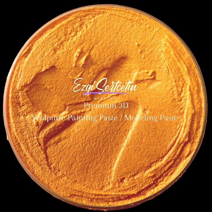 3D Sculpture Paste|Texture Paste|Decorative Plaster|Ready to Use|Unique Metallic Pearl and Neon Colors|Ideal for Artwork|Stencil|Flowers|Texture and Art Relief| 6 oz (Metallic Orange)