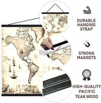 DACRI HOME 28" Wide Teak Magnetic Poster Hanger, 28x22 28x36 28x40 Wood Poster Frame for Picture Canvas Print Map Scroll Wall Art Hanging, (28 Inch, Black)