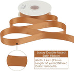 HUIHUANG Terracotta Satin Ribbon 1 Double-Faced Satin Ribbon 50 Yards Terracotta Silk Wedding Ribbon for Gift Wrapping, Flower Bouquet, Invitations, Holiday Decor, Hairs, Bows Making