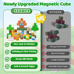 Magnetic Blocks, 150PCS Magnetic Building Blocks Light Up, Stacking Magnets for Kids, Sensory Toy for STEM Constructions Magnet Blocks for Boys Girls Age 3+, Christmas Birthday Gifts