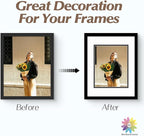 Mat Board Center, Double Mat - Acid Free, 8-ply Thickness, White Core - for Pictures, Photos, Framing (White Over Black, 11x14 for 8x10, Pack of 5)