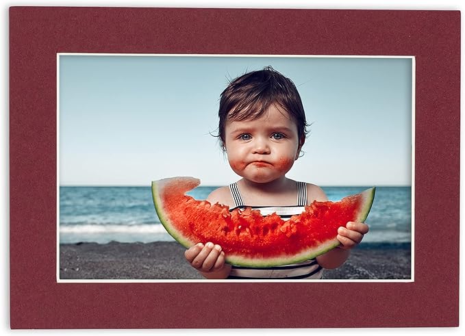 5x7 Mat for 8.5x11 Frame - Precut Mat Board Acid-Free Show Kit with Backing Board, and Clear Bags Maroon 5x7 Photo Matte Made to Fit a 8.5x11 Picture Frame Matboard for Framing, Pack of 10 Mats