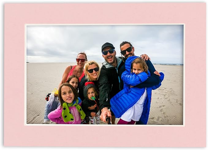 Pack of TEN 8x10 Mats Bevel Cut for 5x8 Photos - Acid Free Pink Precut Matboards For Pictures, Photos, Framing - 4-ply Thickness