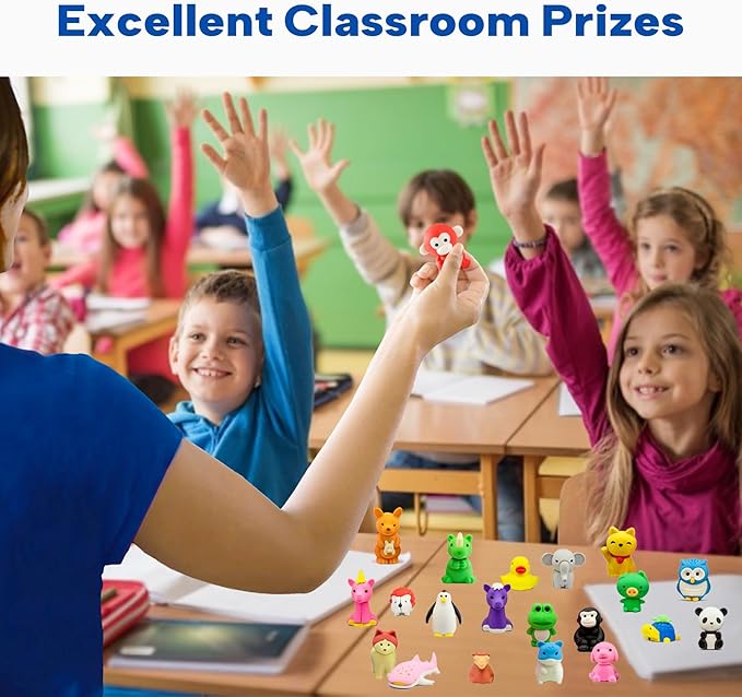 Animal Erasers for Kids, 65 Pcs Kids Pencil Erasers Bulk Puzzle Erasers for School Classroom Prizes