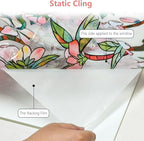NINETREX Window Privacy Film,3D Stained Glass Window Film,Rainbow Static Cling Stickers Blocks Heat & UV,Non-Adhesive Vinyl for Home Door (Peach Blossom,17.5 x 78.7inch)