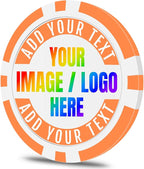 50 Custom Poker Chips, Personalized with Your own Logo, Photo or Text - 11.5g Casino Chips for Poker Gram, Tournaments, Business Card, Token