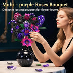 Gothic Rose Bouquet Building Set, Compatible with Lego Flowers, Halloween Botanical Collection for Home Decor, Creative Gifts for Valentine’s Day, Birthday & Teen Girl Gifts