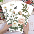 GLOBLELAND 4 Sheets Light Vintage Florals Furniture Transfer 11.8x5.9inch Butterflies Peonies Rub on Transfer Wildflowers UV Self-Adhesive Stickers Wall Art Craft for Bedroom Living Room Desk Table
