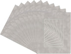 Pack of Ten Acid Free 8x10 Mats Bevel Cut for 5.5x8.5 Photos - Light Grey Suede Precut Matboards With Backing Boards and Self Seal Photo Mat Bags For Pictures, Photos, Framing - 4-ply Thickness