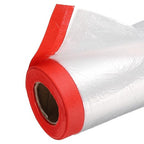 uxcell Pre-Taped Masking Film, 7.9ft x 66ft High-Tack Painters Tape Plastic Drop Cloth with High-Tack Painters Tape for Painting Protection Red 4Pcs