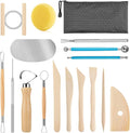 Pottery Tool Kit, 17pcs Polymer Clay Tools, Modeling Clay Sculpting Tools Kit, Ceramics Tools, Trimming, Embossing Pattern, Smooth Wooden Handles